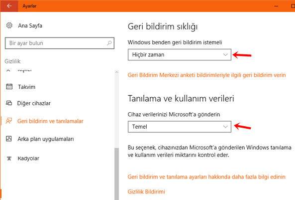 Windows Gizlilik Ayarlar Teknoloj Dolabi